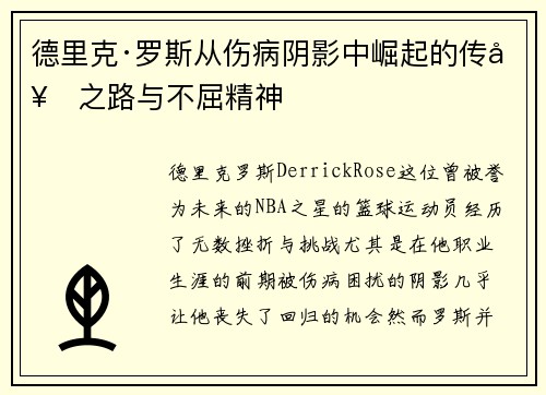 德里克·罗斯从伤病阴影中崛起的传奇之路与不屈精神